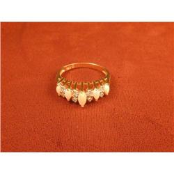 Delicate Estate 14K YG Diamond Opal Ring Band #931591