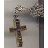 Image 1 : Cross Necklace Purple Rhinestones Lucite #931830