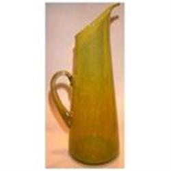 Large crackle glass Pitcher in a lemon-lime #932397