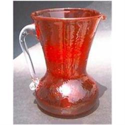 Crackle Glass Pitcher in Ruby Red #932405