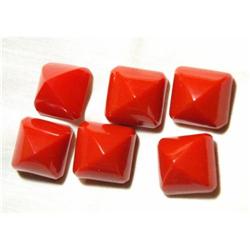 6 Large Cherry Red  Bakelite Buttons #932430