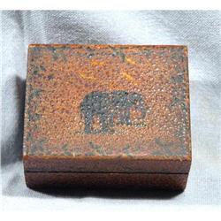 Old Wooden Tinket Box with Elephant Stencil #932445