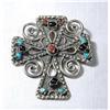 Image 1 : Spanish Style Sterling Maltese Cross Pin, Taxco #932467