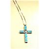 Image 1 : Turquoise & Sterling Silver Cross Signed Siwtza #932476