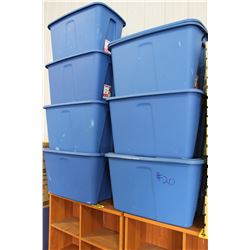 APPROX. 7 BLUE 121 L TOTES WITH LIDS (ALL FOR ONE MONEY)