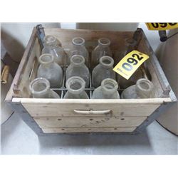 WOOD MILK CRATE C/W 12 BOTTLES