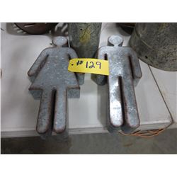 WOMEN & MEN METAL WASHROOM SIGNS & FLORAL ARRANGEMENT