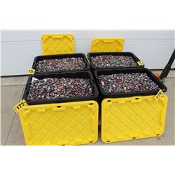 TOTE WITH APPROX. 20,000 BEER CAPS