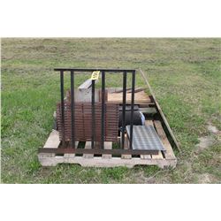 PALLET OF ROOF PATCH, BOOT RACK & GRATE