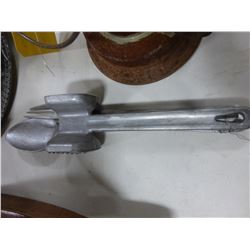 LANTERN, CANADA $1000 BILL CLOCK, & CAST MEAT TENDERIZER, FORK & SPOON SET