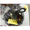 Image 1 : SILVER TEAPOT, CREAMER, SUGAR & TRAY