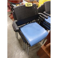 8 BLUE STACKING ARM CHAIRS (ALL FOR ONE MONEY)