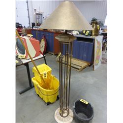 BRASS/TERRA COTTA FLOOR LAMP WITH SHADE