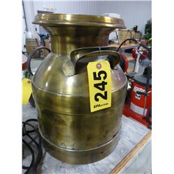 GOLD COLORED CREAM CAN WITH LID