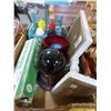 Image 1 : BOX WITH SIGN, PICNIC TABLE CONDIMENT SET, ELECTRIC KNIFE, ETC