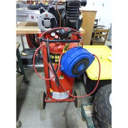 HUSKY UPRIGHT AIR COMPRESSOR C/W HOSE & REEL