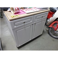 2 DOOR WHITE CABINET (APPROX. 37" X 26" X 36"H)