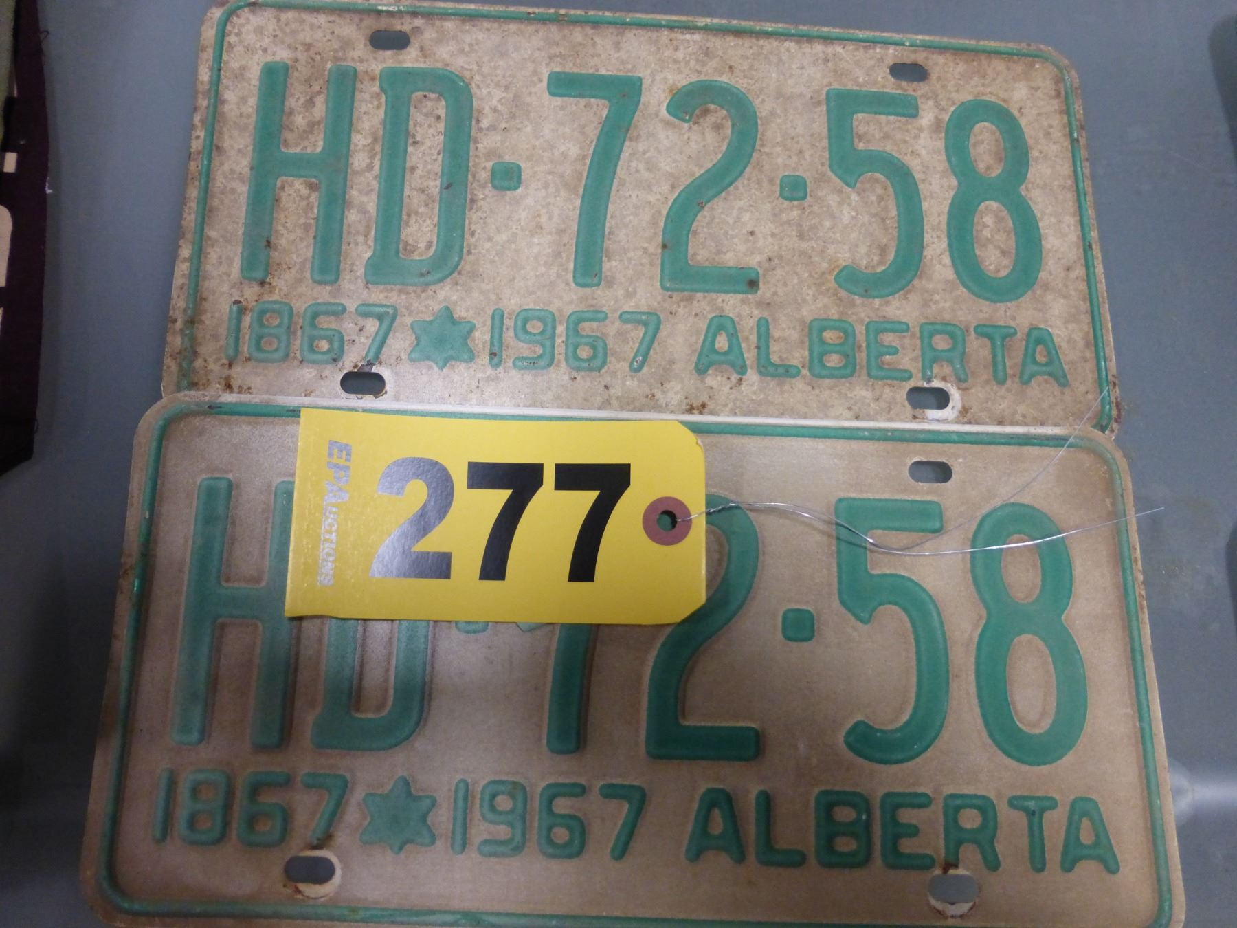 1867 1967 CENTENNIAL ALBERTA LICENSE PLATES (SET OF TWO MATCHING)