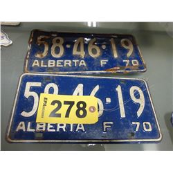 1970 ALBERTA LICENSE PLATES (SET OF TWO MATCHING)