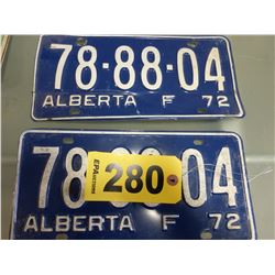 1972 ALBERTA LICENSE PLATES (SET OF TWO MATCHING)