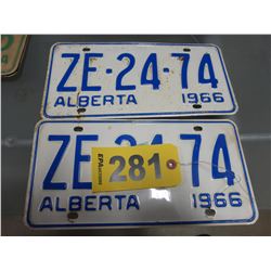 1966 ALBERTA LICENSE PLATES (SET OF TWO MATCHING)