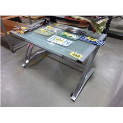 GLASS COMPUTER DESK (APPROX. 60" X 30" X 43"H)