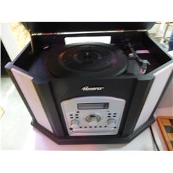 MEMOREX VINTAGE STYLE RADIO/RECORD PLAYER/CD PLAYER IN ANTIQUE STYLE CABINET
