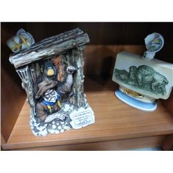 JIM BEAM MINING MAN DECANTER & LEWIS & CLARK BUFFALO DECANTER