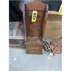 WOOD KEY SHELF C/W DRAWERS