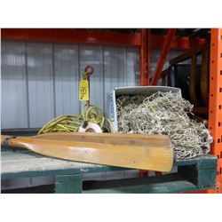 FISHING NET, 2 WOOD PADDLES & ANCHOR