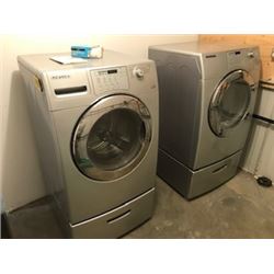 SAMSUNG FRONT LOAD WASHER & DRYER & 2 PEDESTALS