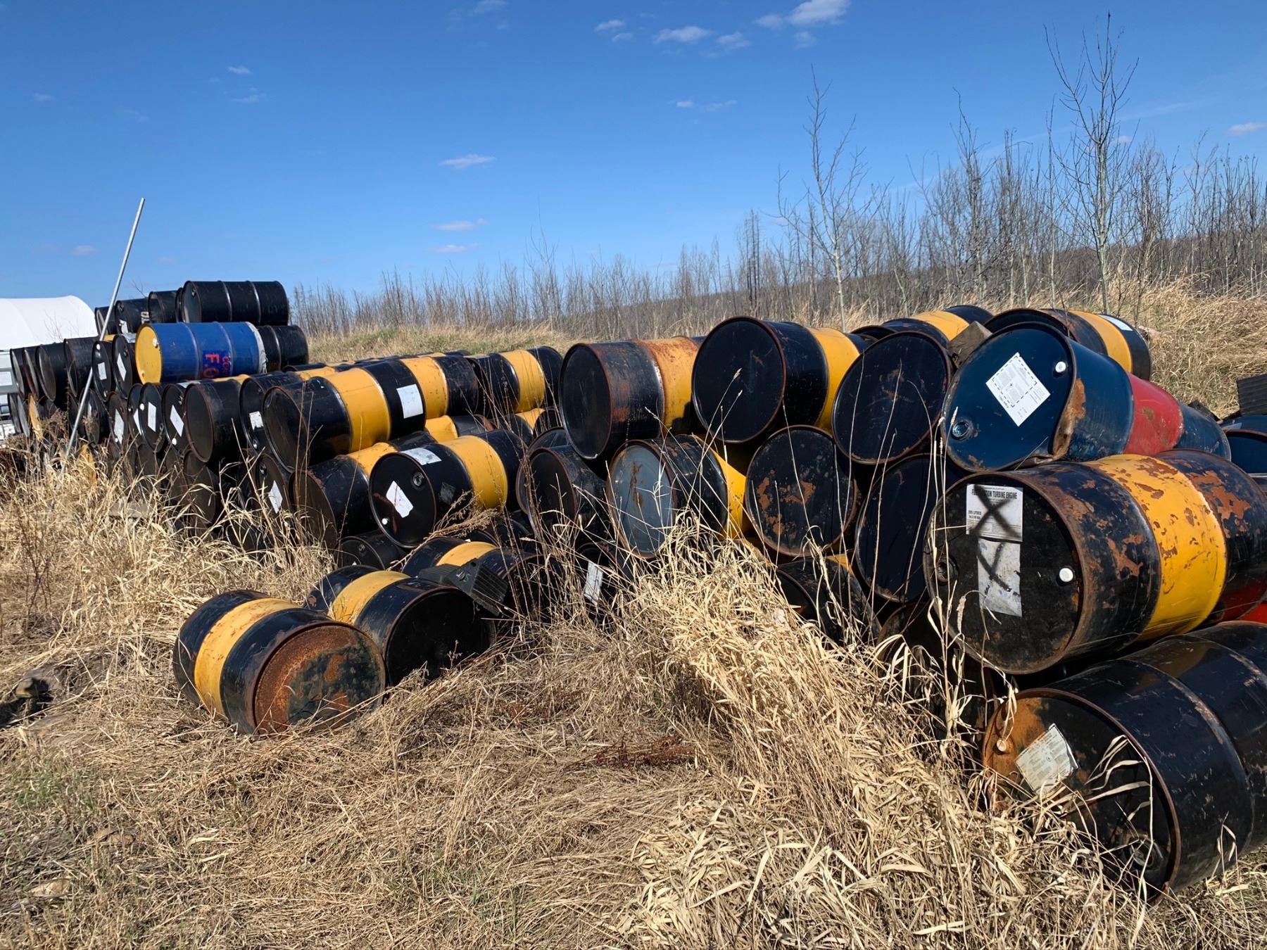 Quantity of 6 x 45 gallon jet fuel drums (empty)