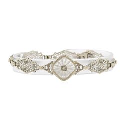 0.05 ctw Diamond Vintage Bracelet - 14KT White Gold