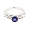 Image 2 : 1.36 ctw Sapphire and Diamond Ring - 18KT White Gold