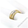 Image 4 : 14kt Yellow and White Gold Dual Row Diamond and Matte Ribbed Dome Band Ring