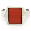 Image 2 : Men's Antique 14k White Gold Rectangular Cut Carnelian Solitaire Ring Size 10.5