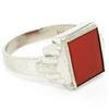 Image 4 : Men's Antique 14k White Gold Rectangular Cut Carnelian Solitaire Ring Size 10.5