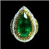Image 1 : GIA 7.35ct NATURAL COLOMBIAN EMERALD 18K WHITE AND YELLOW GOLD RING