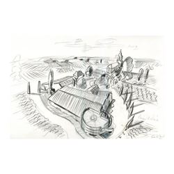 Wayne Ensrud "View of Chateau Prieure-Lichine (Bordeaux)" Pastel Original Artwork; Hand Signed; COA