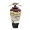 Image 1 : "Small Ruby Strata Covered Jar with Finial" Hand Blown Glass Sculpture, Hand Signed by GartnerBlade 
