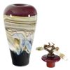 Image 3 : "Small Ruby Strata Covered Jar with Finial" Hand Blown Glass Sculpture, Hand Signed by GartnerBlade 