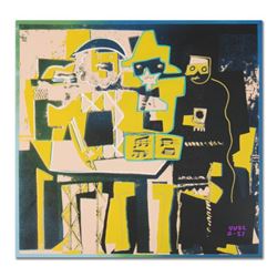 Ringo, "Three Musicians (Picasso Homage)" One-of-a-Kind Hand-Pulled Silkscreen and Mixed Media Paint