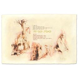 Brachi Horen, "Od Yeshvoo" Hand-Embellished Mixed Media with Goldleaf, Hand Signed with Certificate 