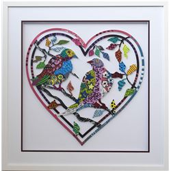Patricia Govezensky- Original Painting on Laser Cut Steel "Love Birds VIII"