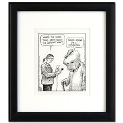 Bizarro - "Elephant Man" is a Framed Original Pen & Ink Drawing, by Dan Piraro, Hand Signed by the A