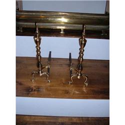 Pair of brass andirons with urn form finial #894047