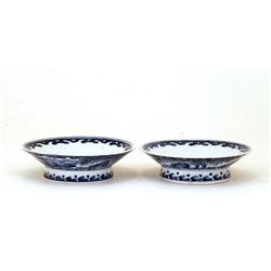 Pair Late 18C Japanese Blue & White Imari Dish #894239