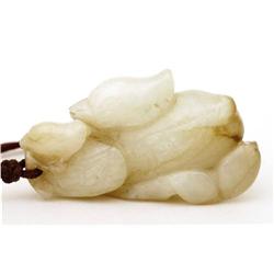 19th Century Chinese White Jade Carved Duck #894270