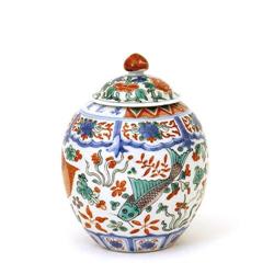 Old Chinese Wucai Jar Koi Fish Wanli Style #894271