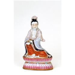 Old Chinese Famille Rose Buddha Quan Yin  #894280